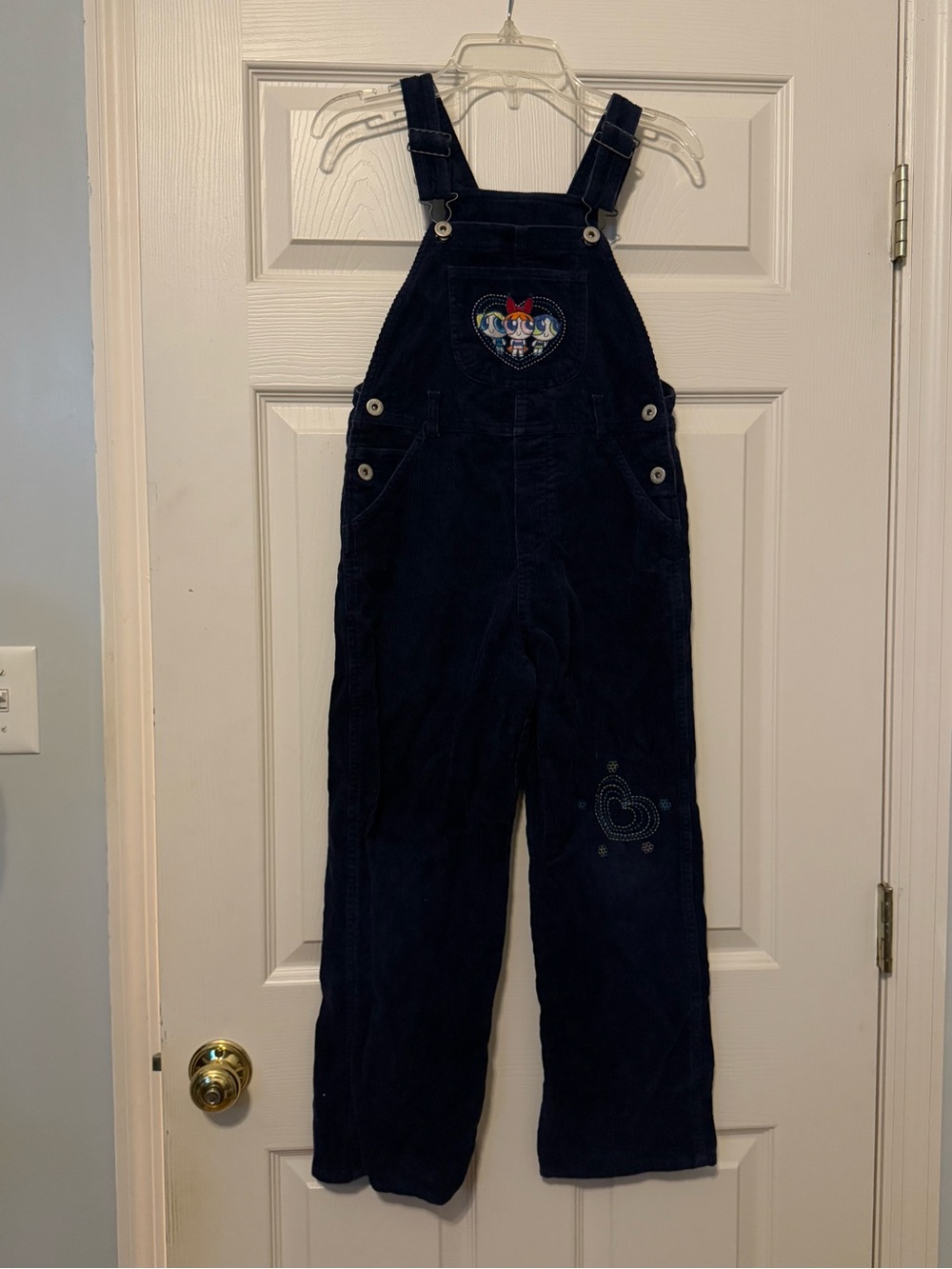 The Powerpuff Girls Navy Blue Corduroy Overalls, Girls 7/8